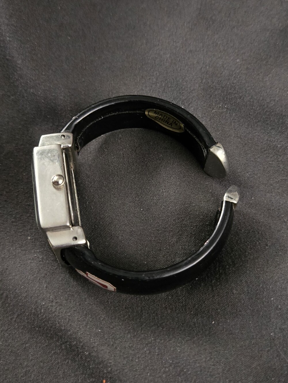 Ladies Black Metal Accent Cuff Geneva Watch OU SOONERS